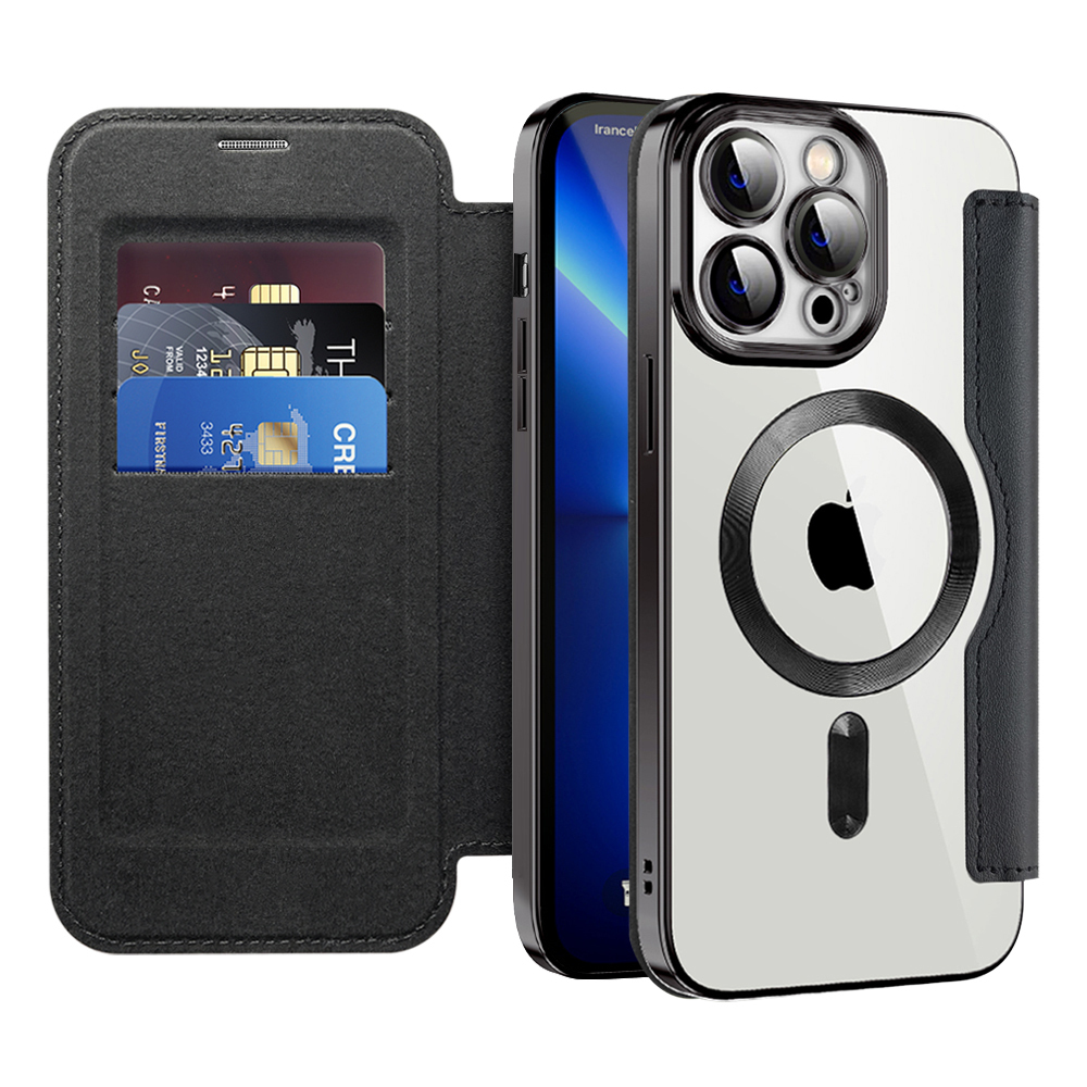Torbica "SmartMag Book" s MagSafe tehnologijom i RFID novčanikom za iPhone 13 Pro Max - black