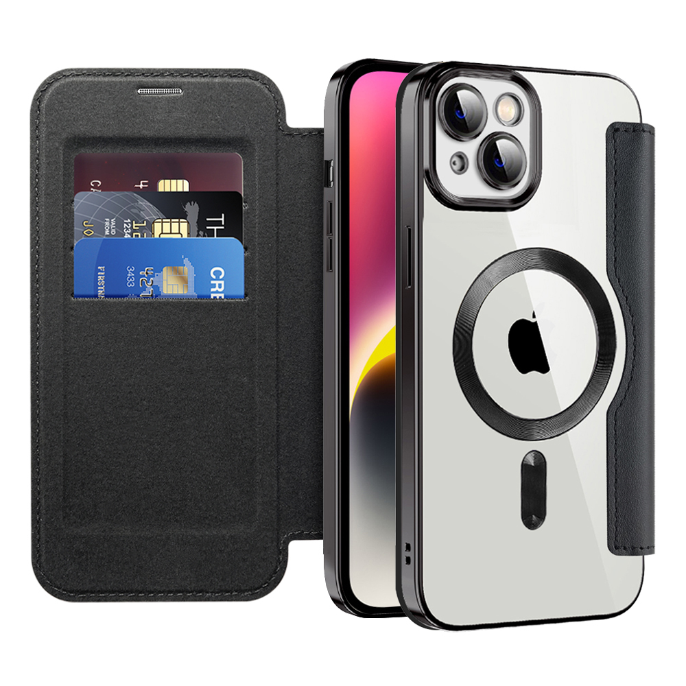 Torbica "SmartMag Book" s MagSafe tehnologijom i RFID novčanikom za iPhone 14 Plus - black