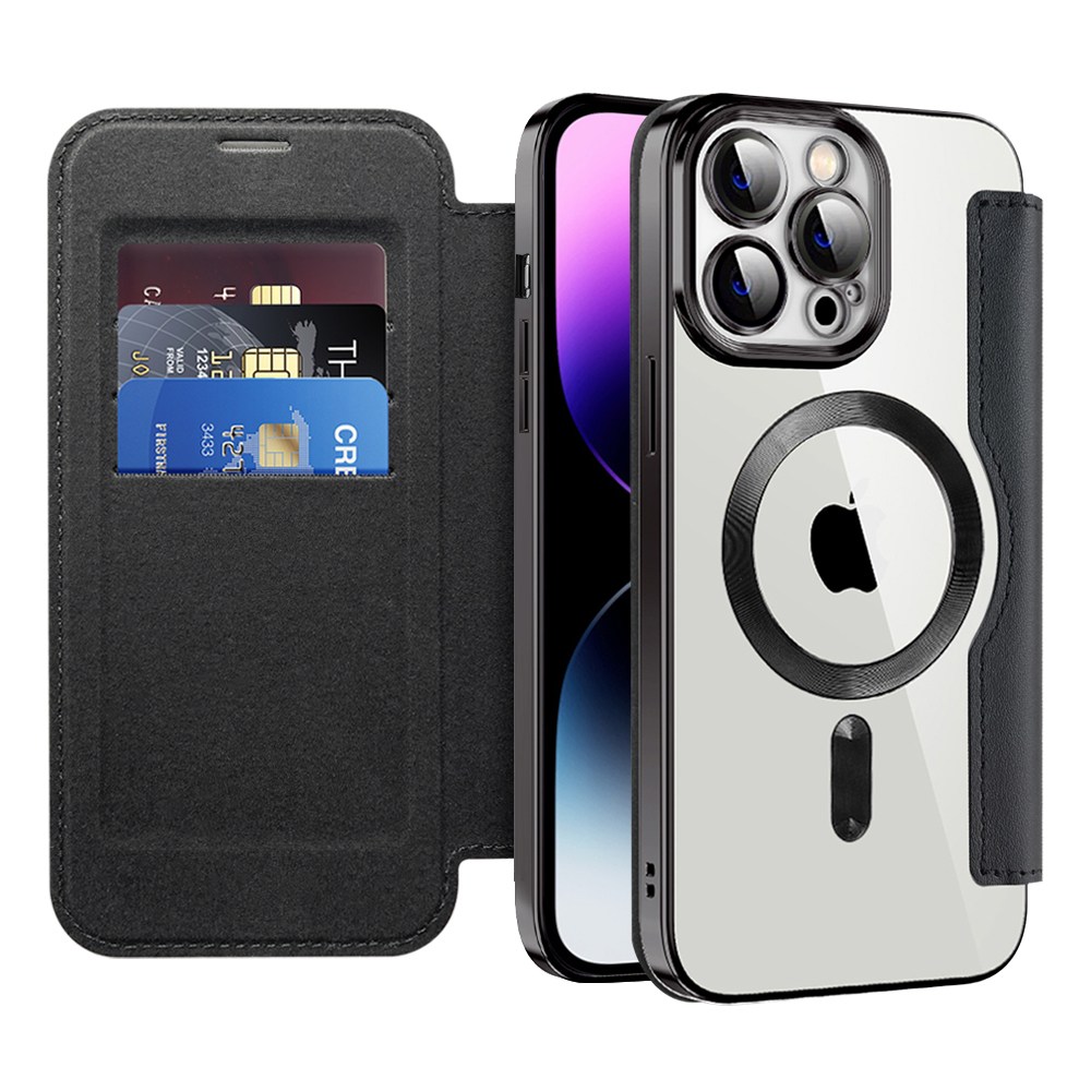 Torbica "SmartMag Book" s MagSafe tehnologijom i RFID novčanikom za iPhone 14 Pro Max - black