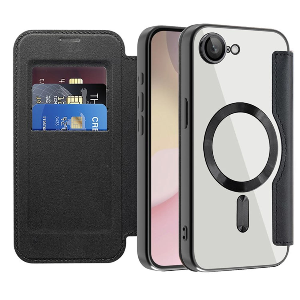 Torbica "SmartMag Book" s MagSafe tehnologijom i RFID novčanikom za iPhone 16e - black