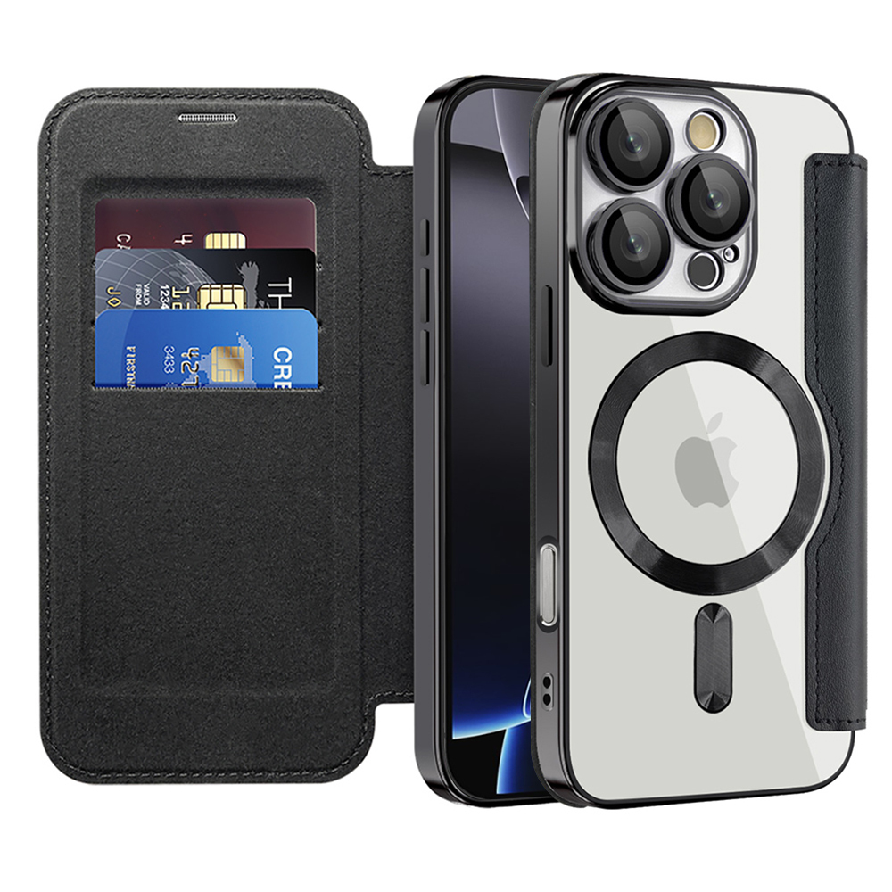 Torbica "SmartMag Book" s MagSafe tehnologijom i RFID novčanikom za iPhone 16 Pro Max - black