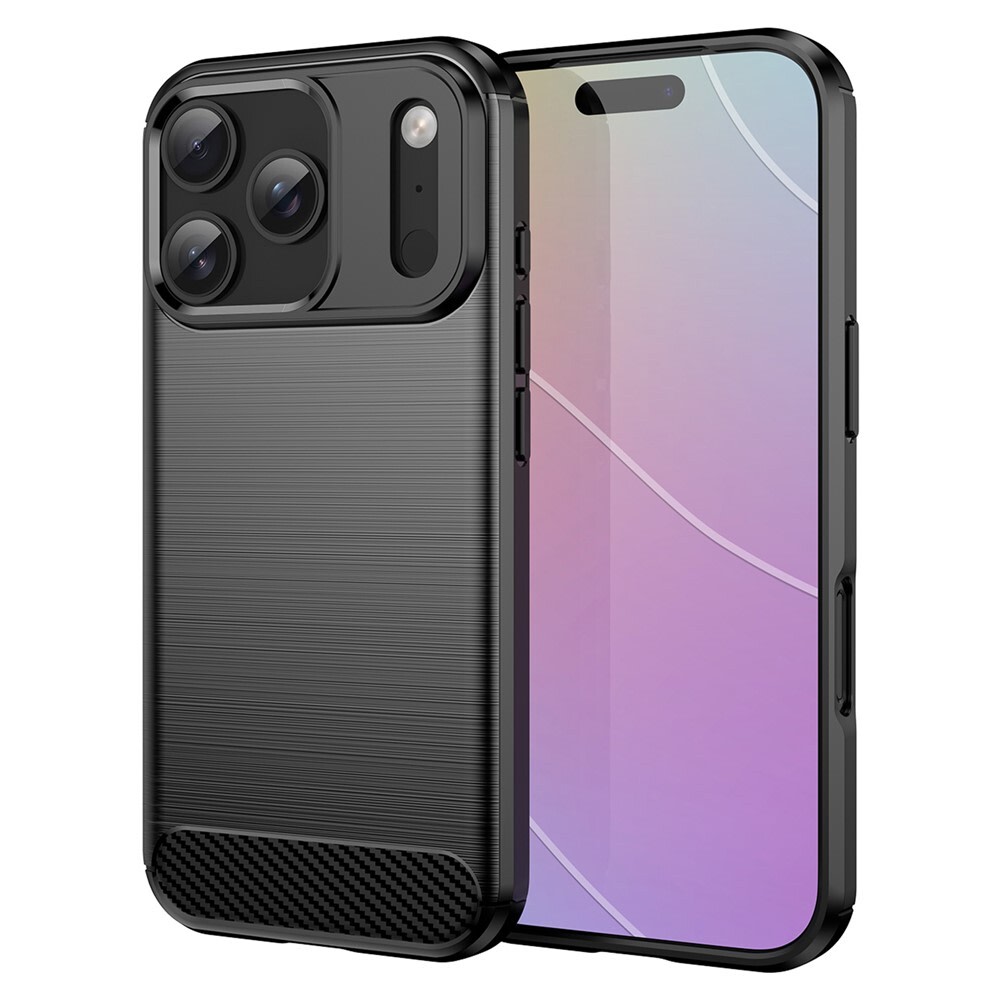 TPU gel maska "Brushed Carbon" za iPhone 17 Pro - crna