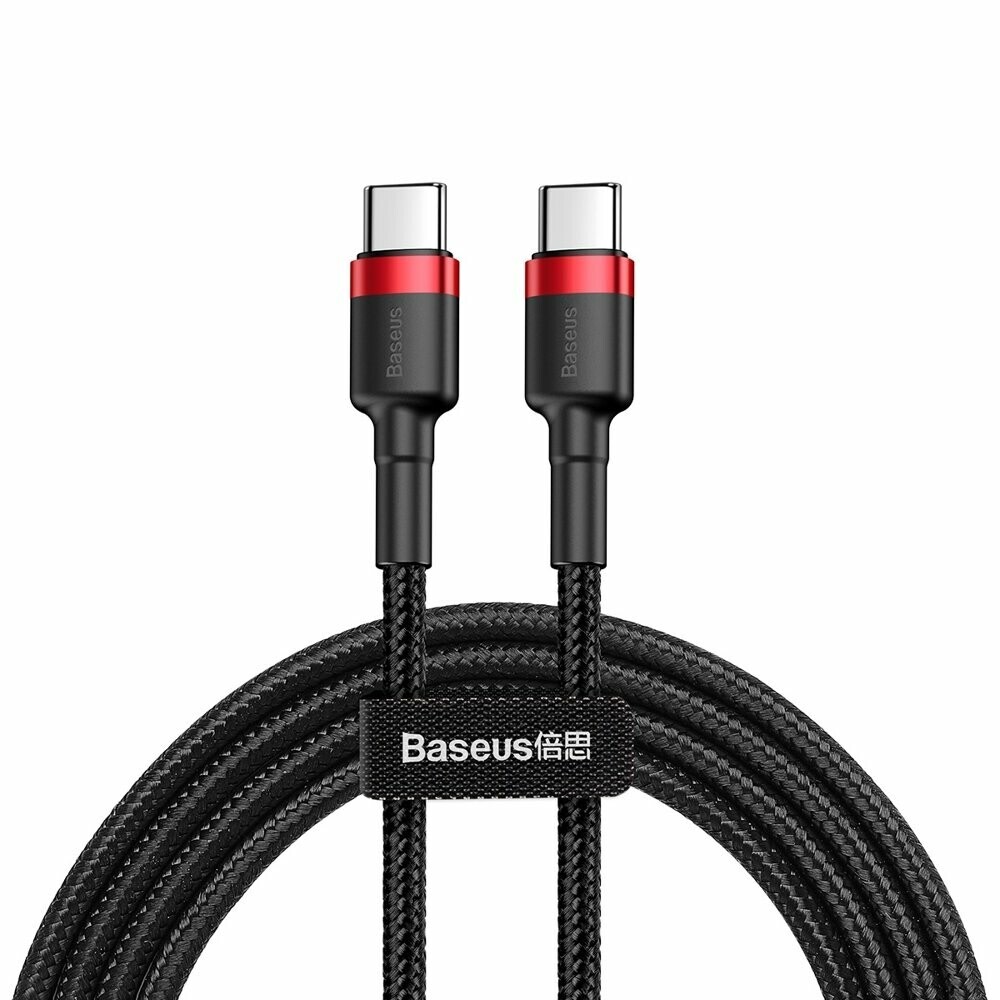 USB-C punjački i podatkovni kabel Cafule za brzo PD 60W punjenje – 1m – crveno-crni