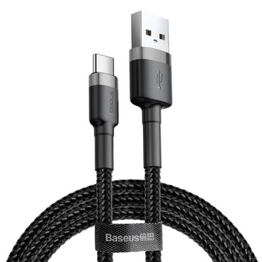 Podatkovni i punjački kabel Baseus "Cafule" USB-A u USB-C s 3A brzim punjenjem i 480 Mbps prijenosom podataka – 1m – crni