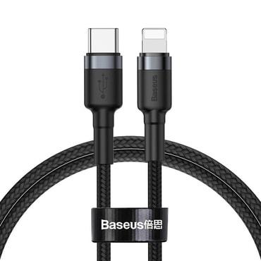 Punjački i podatkovni kabel Baseus "Cafule G1" USB-C u Lightning s 480 Mbps brzim prijenosom podataka, najlonskom pletenicom i brzim 18W punjenjem – 1m – crni Punjački i podatkovni kabel Baseus "Cafule G1" USB-C u Lightning s 480 Mbps brzim prijenosom podataka, najlonskom pletenicom i brzim 18W punjenjem – 1m – crni