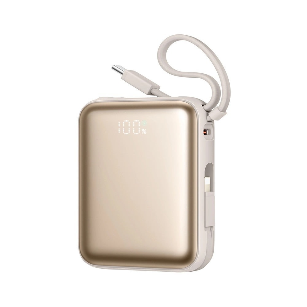 Power bank Joyroom "JR-PBF27" 10000 mAh s 22.5W brzim punjenjem, ugrađenim USB-C i Lightning kabelima te LED zaslonom - plavi