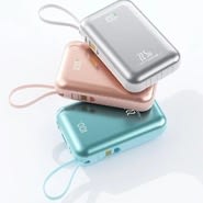 Power bank Joyroom "JR-PBF27" 10000 mAh s 22.5W brzim punjenjem, ugrađenim USB-C i Lightning kabelima te LED zaslonom - plavi