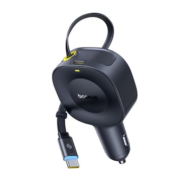 Auto punjač Baseus PrimeTrip VR2 s uvlačivim USB-C kabelom, snagom punjenja 30 W i dodatnim USB-C izlazom - cosmic black Auto punjač Baseus PrimeTrip VR2 s uvlačivim USB-C kabelom, snagom punjenja 30 W i dodatnim USB-C izlazom - cosmic black