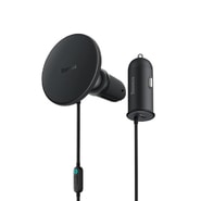 Magnetni auto držač Baseus "CW01" s MagSafe bežičnim punjenjem 15W i USB-A izlazom 25W - crni