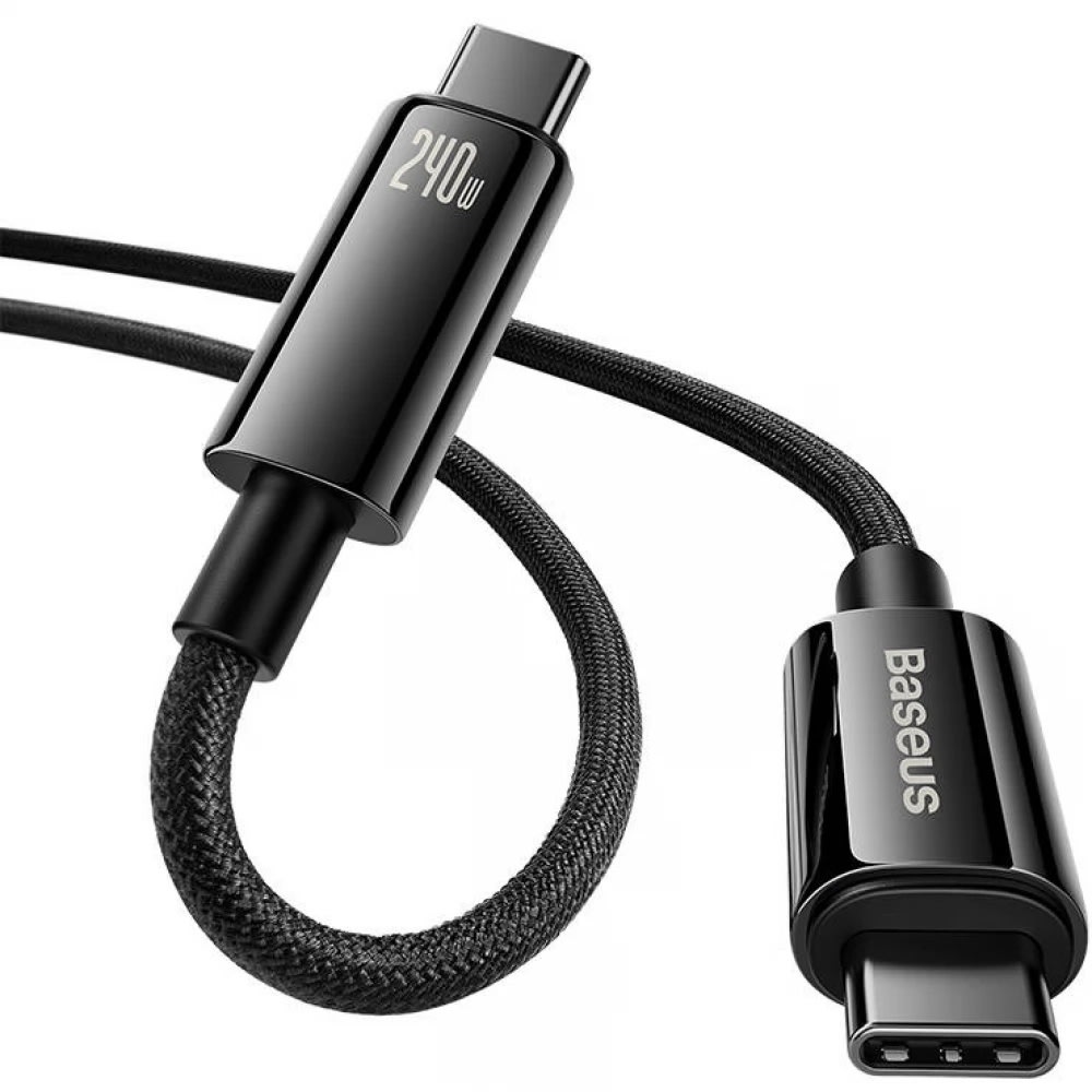 Punjački i podatkovni 240W USB-C kabel Baseus Tungsten Gold – 1m – crni