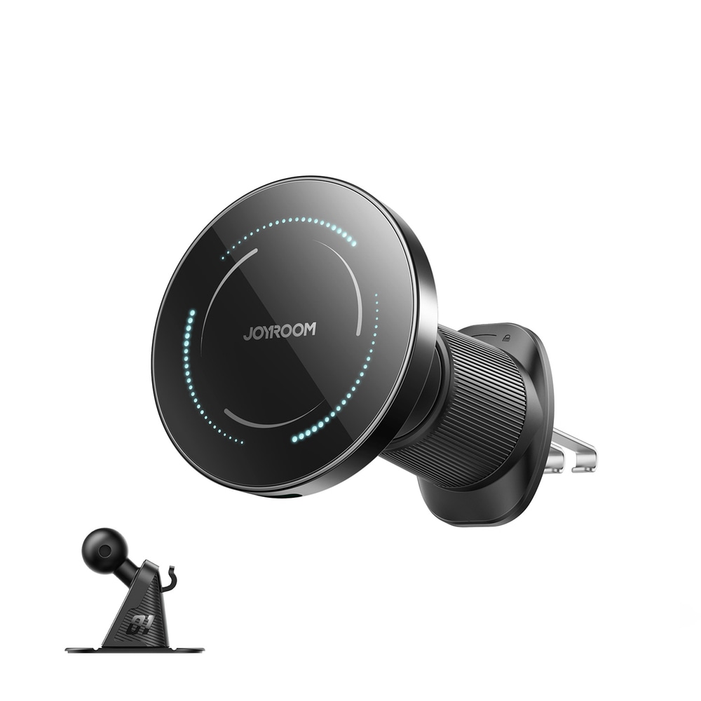 Automobilski magnetski MagSafe držač Joyroom "ZS502" s dva nastavka za ventilacijski otvor i armaturnu ploču – crni