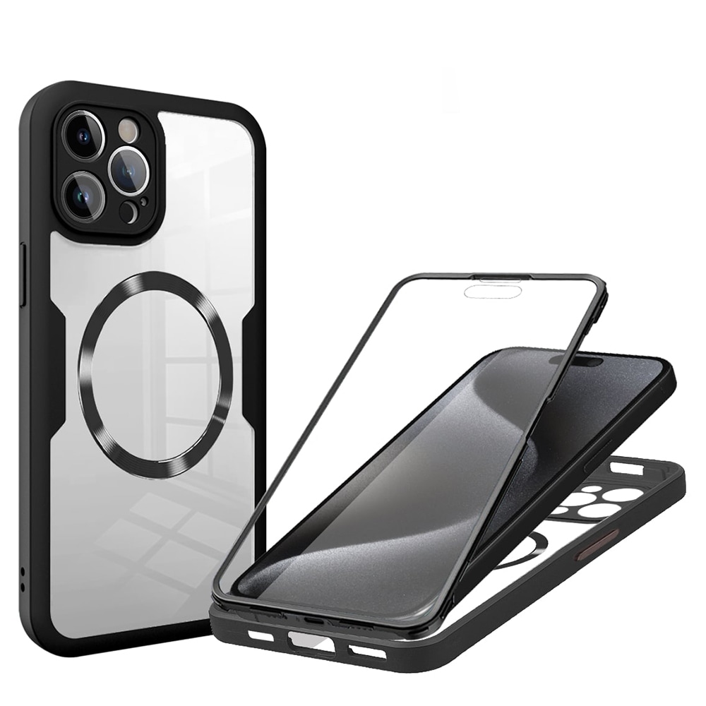 Hibridna Full Body maskica Techsuit "ColorVerse 360 MagSafe" za iPhone 15 Pro Max - crna
