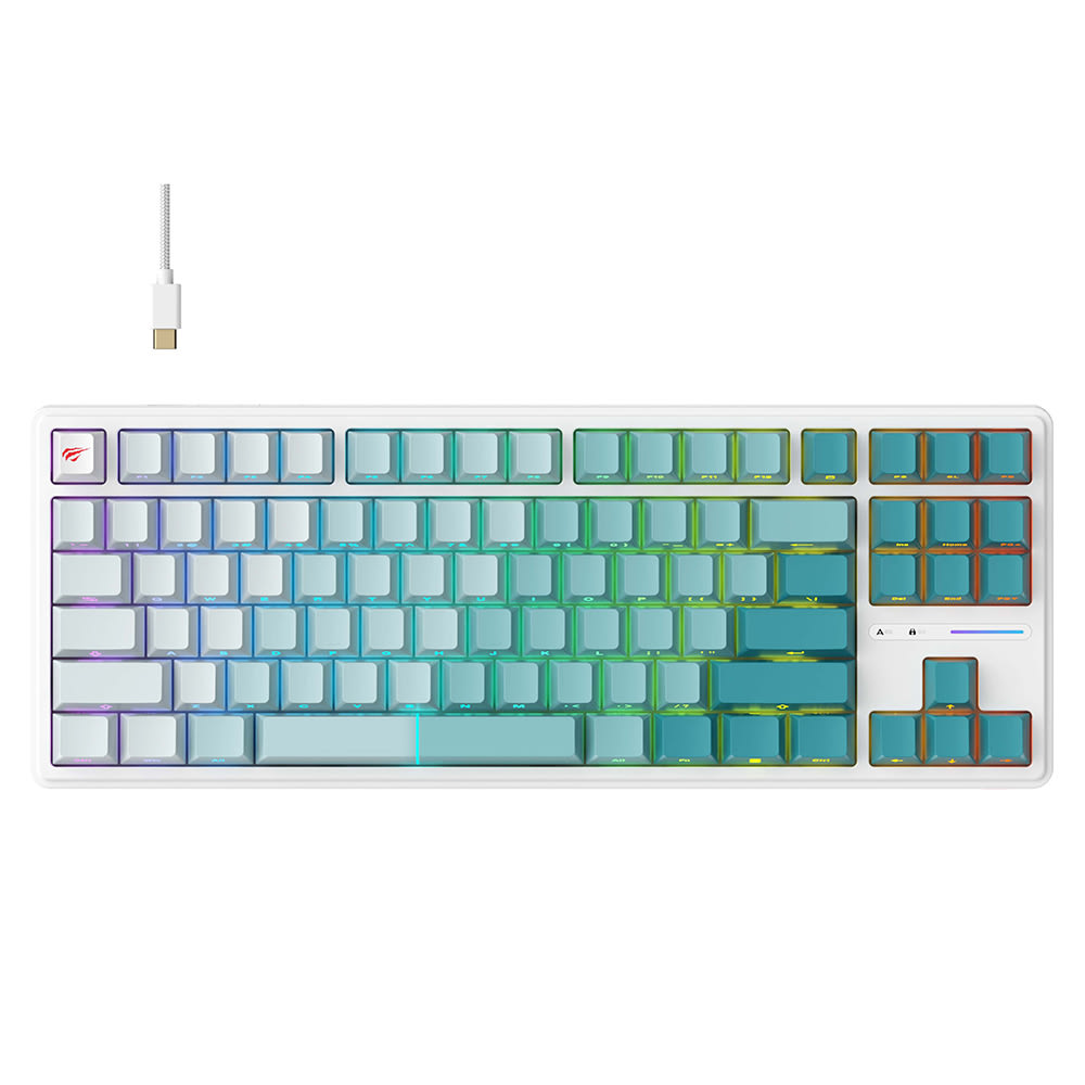 Mehanička gaming tipkovnica Havit KB901L s RGB osvjetljenjem i 88 tipk – bijelo-zelena