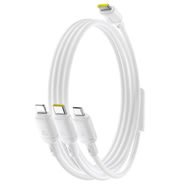 Punjački i podatkovni 100W kabel Baseus "Silky" 3u1 USB-C u Micro-USB, Lightning i USB-C – 1,5 m – Moon White Punjački i podatkovni 100W kabel Baseus "Silky" 3u1 USB-C u Micro-USB, Lightning i USB-C – 1,5 m – Moon White