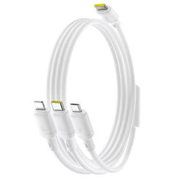 Punjački i podatkovni 100W kabel Baseus "Silky" 3u1 USB-C u Micro-USB, Lightning i USB-C – 1,5 m – Moon White Punjački i podatkovni 100W kabel Baseus "Silky" 3u1 USB-C u Micro-USB, Lightning i USB-C – 1,5 m – Moon White
