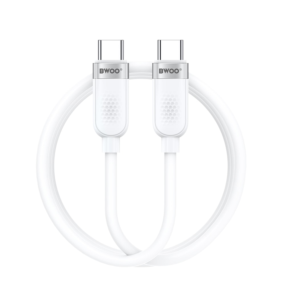 Punjački i podatkovni kabel BWOO USB-C u USB-C s 480 Mb/s prijenosom podataka i brzim punjenjem 100W – 1m – bijeli