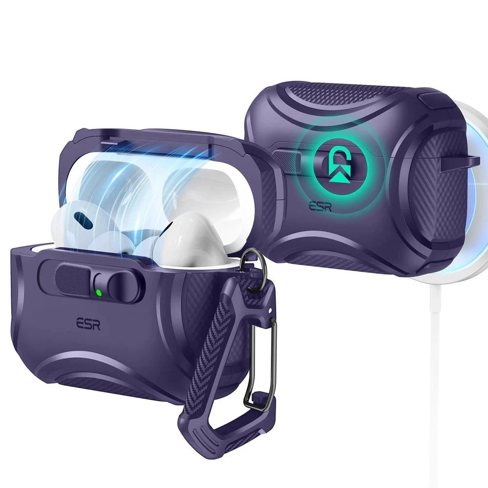 Zaštitna futrola ESR Cyber FlickLock s MagSafe kompatibilnošću za Apple AirPods Pro 3 - purple