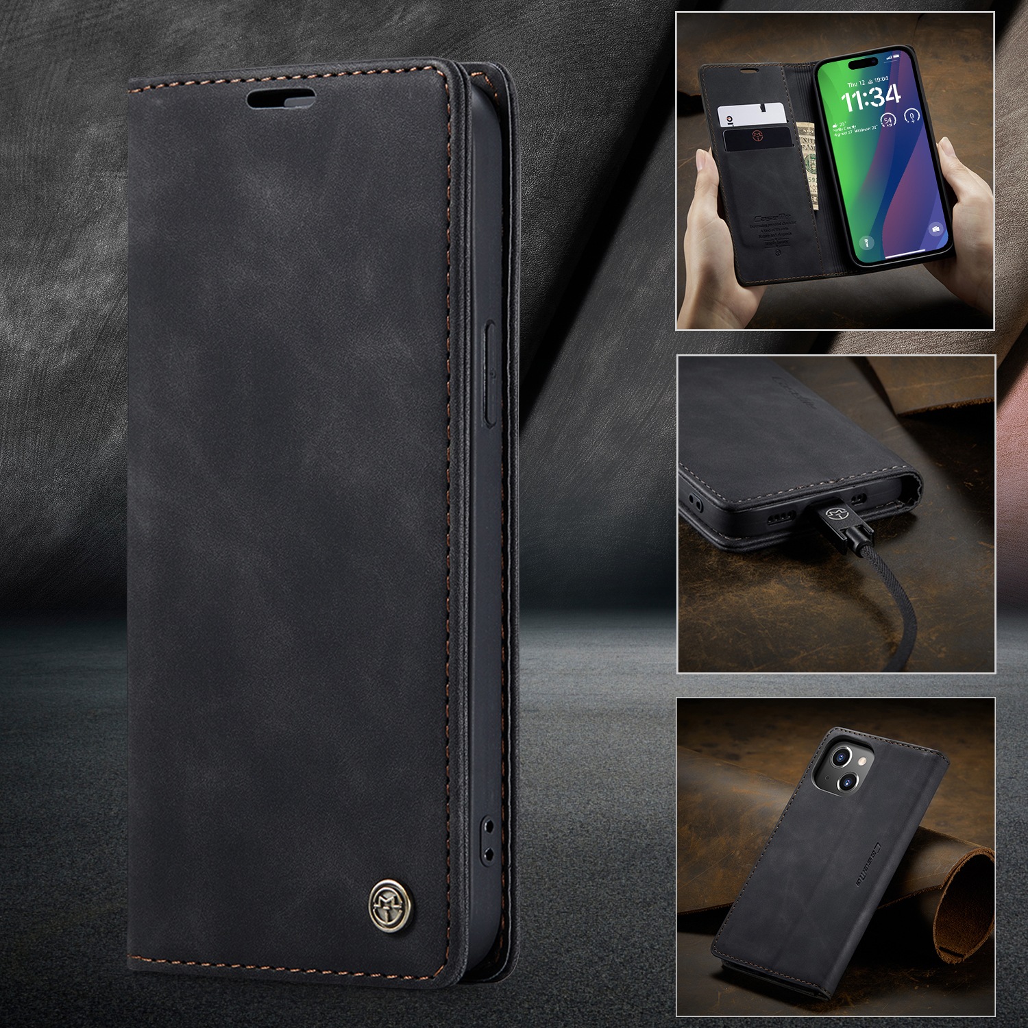 Torbica CaseMe MagFlip za iPhone Air s najvišom razinom zaštite i samostalnim magnetnim zatvaranjem - smooth black