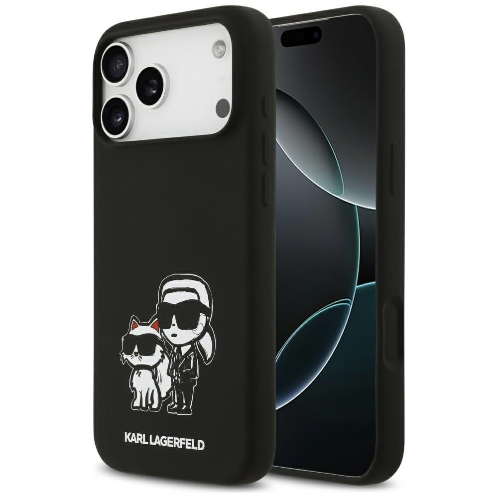 Originalna maska Karl Lagerfeld "Black Karl and Choupette Magsafe" za iPhone 17 Pro Max - crna