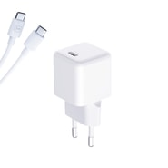 Zidni punjač 3mk "HyperCharge" s PD 25W USB-C izlazom i GaN tehnologijom + USB-C kabel - bijeli