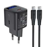 Premium 20W zidni punjač Acefast "A113" s GaN tehnologijom, 1x USB-C izlazom i kabelom – crni Premium 20W zidni punjač Acefast "A113" s GaN tehnologijom, 1x USB-C izlazom i kabelom – crni