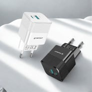 Premium 25W zidni punjač Techsuit Tiny Series CHPD216 s GaN tehnologijom, USB i USB-C izlazima