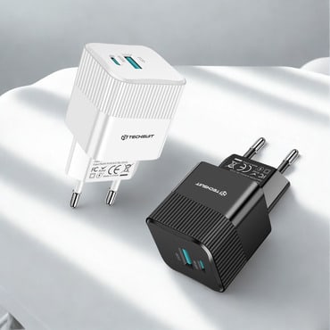 Premium 25W zidni punjač Techsuit Tiny Series CHPD216 s GaN tehnologijom, USB i USB-C izlazima Premium 25W zidni punjač Techsuit Tiny Series CHPD216 s GaN tehnologijom, USB i USB-C izlazima