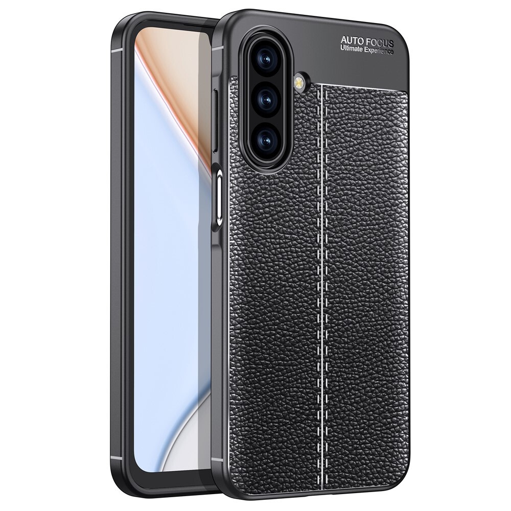Elegantna gel maska Elite Guard s teksturom kože i zaštitom rubova za Samsung Galaxy A17 4G / A17 5G - obsidian black