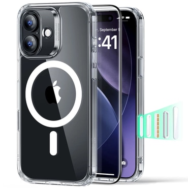 ESR "Classic Hybrid HaloLock Glass" hibridna maskica za iPhone 17 - s dodatnom zaštitom za ekran - prozirna ESR "Classic Hybrid HaloLock Glass" hibridna maskica za iPhone 17 - s dodatnom zaštitom za ekran - prozirna