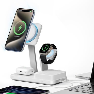 Premium bežična postaja za punjenje ESR 6v1 "HaloLock CryoBoost" za punjenje 6 uređaja 100W - bijela