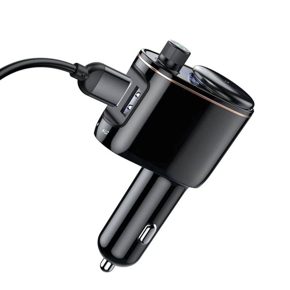 FM Bluetooth prijemnik i auto punjač Baseus S-06 s MP3/USB podrškom, 100W utičnicom za upaljač i LED zaslonom - crni