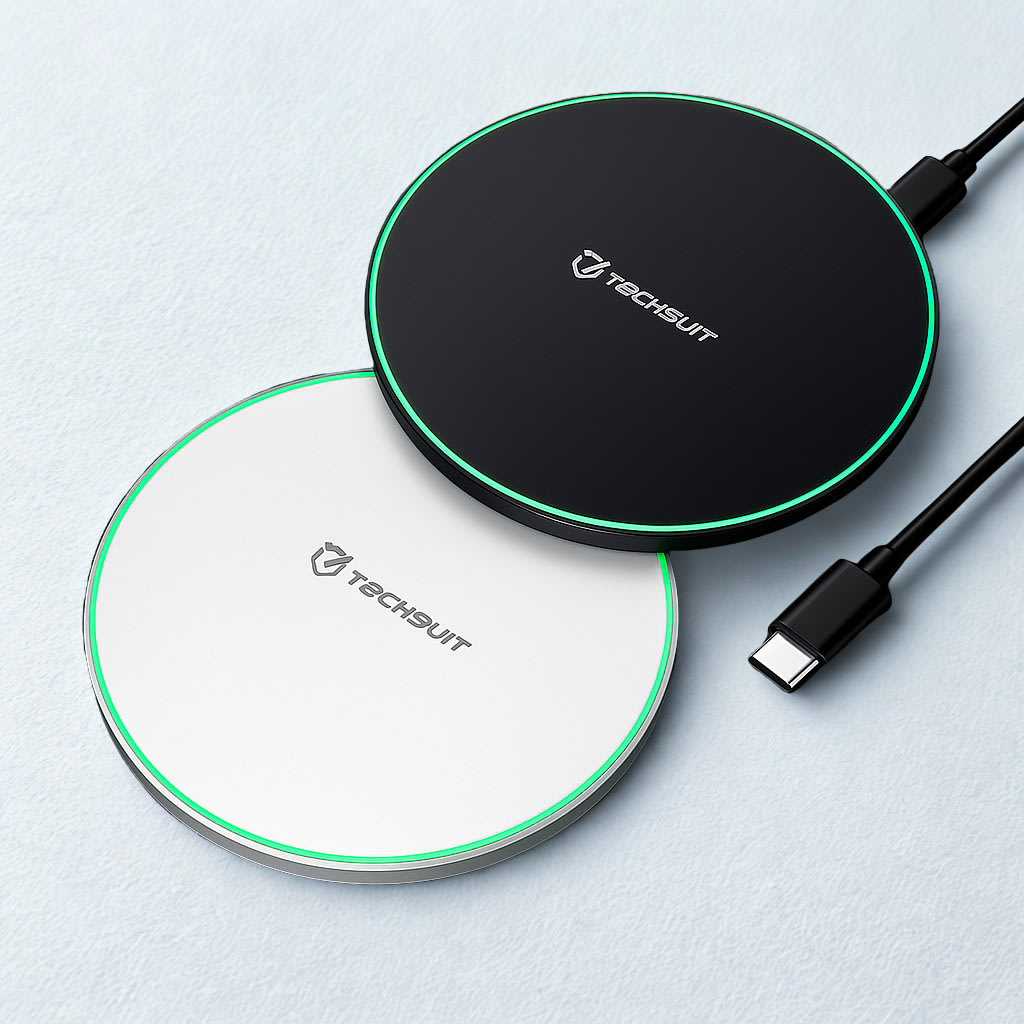 Bežična 15W QI stanica za punjenje Techsuit Premium CHWR031 s RGB osvjetljenjem i USB-C kabelom