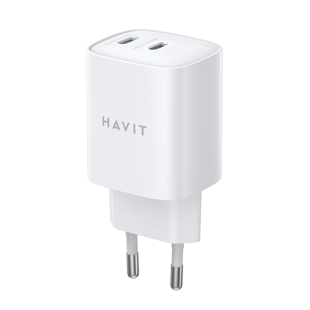 Zidni punjač 45W Havit UC45W s 2x USB-C priključka - bijeli