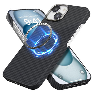 Premium maskica Techsuit Aramid Fiber s MagSafe podrškom za iPhone 15 - black