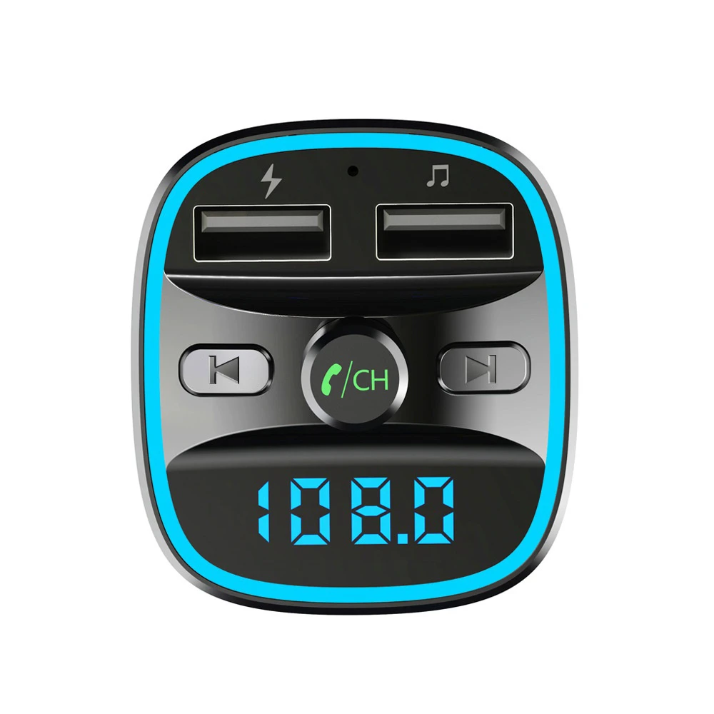 30W FM Bluetooth transmitter i punjač za auto JamLink - 2x USB, MicroSD, BT 5.0, QC3.0 brzo punjenje i LED osvjetljenje - crni
