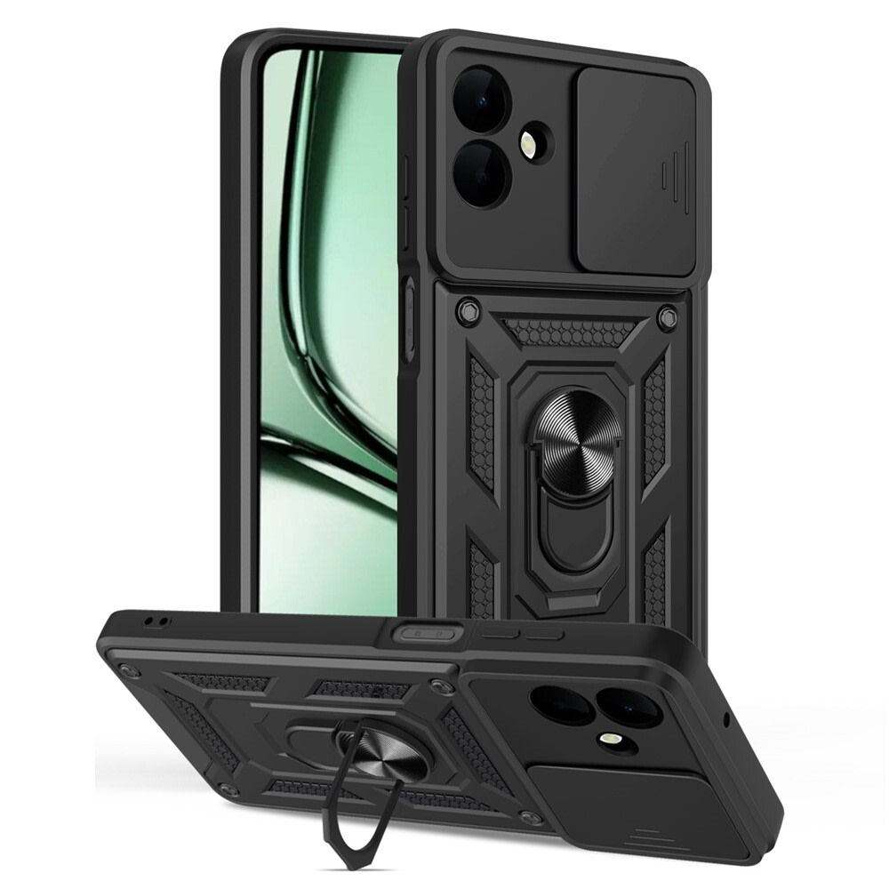 Robusna maska MaX-Armor s obručem, metalnom pločicom i zaštitom zadnjih kamera za Samsung Galaxy A07 - army black