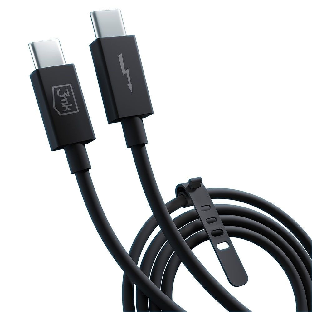 USB-C u USB-C kabel 3mk "Hyper Thunderbolt 3" - podatkovni i video kabel s USB 4.0, 240W, 40 Gbps prijenosom i potporom za 8K rezoluciju - 1m - crni