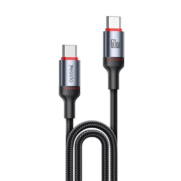 USB-A u USB-C pleteni kabel za punjenje i prijenos podataka Yesido"CA181" 60W i 480MBps - 1.2m - crni
