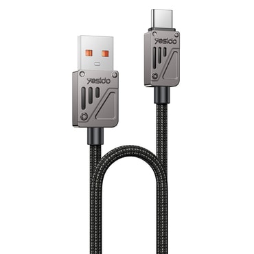USB-A u USB-C pleteni kabel za punjenje i prijenos podataka Yesido "CA135C" s 3A, 480MBps i brzim punjenjem- 1.2m - crni