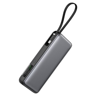 Power bank Acefast M22 20000 mAh s ultra brzim PD130W punjenjem, 2x USB-C i 1x USB-A izlazima te ugrađenim USB-C kabelom - sivi