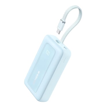 Power bank Anker "Zolo" s 10.000 mAh, 30W i ugrađenim USB-C kablom - svijetlo plavi