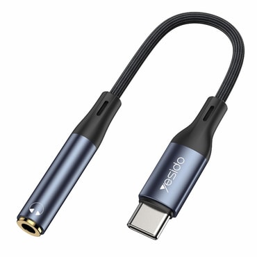 USB-C u ženski audio 3.5 mm razdjelilni adapter Yesido "YAU38" s DAC -  crni