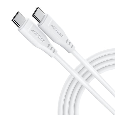 USB-C u USB-C pleteni kabel za punjenje ili prijenos podataka Acefast "C3-03" 60W i 480MBps - 1.2m - bijeli