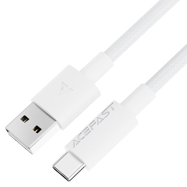 USB-A u USB-C kabel za punjenje i prijenos podataka Acefast "C18-04" 3A i 480MBps - 1.2m - bijeli