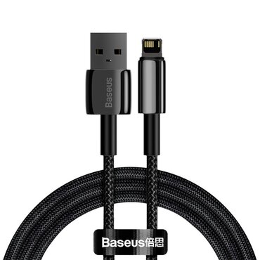 Pleteni kabel za punjenje i prijenos podataka  2.4A USB-A u Lightning kabel Baseus "Tungsten Gold" - 1m - crni