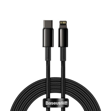 Pleteni kabel za punjenje i prijenos podataka 20W USB-C u Lightning kabel Baseus "Tungsten Gold" - 2m - crni