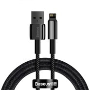 Pleteni kabel za punjenje i prijenos podataka 20W USB-A u Lightning kabel Baseus "Tungsten Gold" - 2m - crni