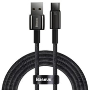 Pleteni kabel za punjenje i prijenos podataka  100W USB-A u USB-C kabel Baseus "Tungsten Gold" - 2m - crni