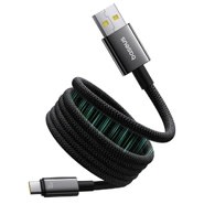 Pleteni kabel za punjenje i prijenos podataka  100W USB-A u USB-C Baseus "Tungsten Gold" s magnetskim namatanjem - 1m - crni