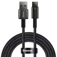 Pleteni kabel za punjenje i prijenos podataka 100W USB-A u USB-C kabel Baseus "Tungsten Gold" - 1m - crni